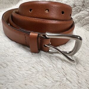 Full Grain and Nubuck Leather Belt  Lined Carmel/ Brown Size 46- 48  LIKE NEW